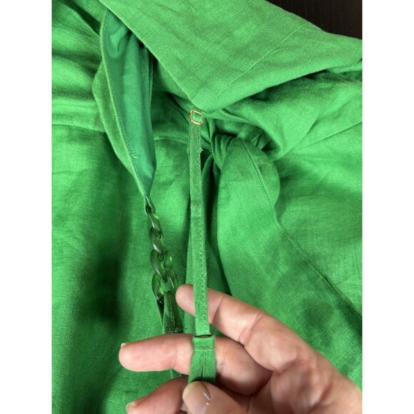 Reiss Esme Wrap Dress Bright Green Size 10 Reiss Linen Dress Bright Green Midi - Picture 10 of 14